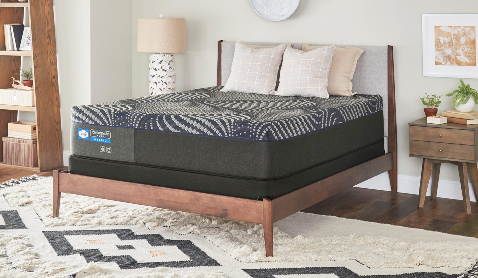 Queen size posturepedic mattress on adjustable base